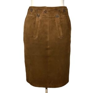 Ralph Lauren Camel Suede Pencil Skirt